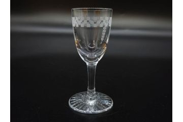 帝国ホテル　フランク・ロイド・ライト　気品あふれるグラス6客セット(市松模様、リキュール、ショット、酒器、酒杯、ガラス、硝子、外箱付)(R-082863)