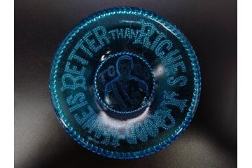 明治〜大正期　プレスガラス　東郷平八郎　ガラス皿3枚セット(A GOOD NAME IS BETTER THAN RICHES、格言皿、小皿、硝子、ポンド皿、和ガラス)(R-082865)