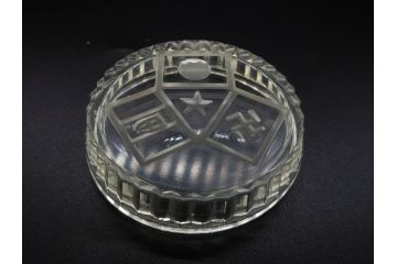 日独伊三国同盟記念　君が代　大日本海軍　万歳　大日本帝国戦捷紀念　ガラス皿3枚&コースターセット(日露戦争、桜文、戦勝記念皿、小皿、和ガラス、硝子)(R-082866)