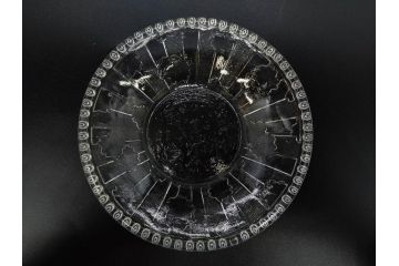 日独伊三国同盟記念　君が代　大日本海軍　万歳　大日本帝国戦捷紀念　ガラス皿3枚&コースターセット(日露戦争、桜文、戦勝記念皿、小皿、和ガラス、硝子)(R-082866)
