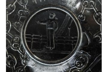 日独伊三国同盟記念　君が代　大日本海軍　万歳　大日本帝国戦捷紀念　ガラス皿3枚&コースターセット(日露戦争、桜文、戦勝記念皿、小皿、和ガラス、硝子)(R-082866)