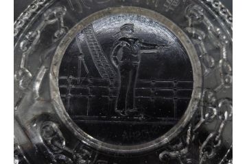日独伊三国同盟記念　君が代　大日本海軍　万歳　大日本帝国戦捷紀念　ガラス皿3枚&コースターセット(日露戦争、桜文、戦勝記念皿、小皿、和ガラス、硝子)(R-082866)