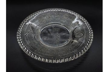 日独伊三国同盟記念　君が代　大日本海軍　万歳　大日本帝国戦捷紀念　ガラス皿3枚&コースターセット(日露戦争、桜文、戦勝記念皿、小皿、和ガラス、硝子)(R-082866)
