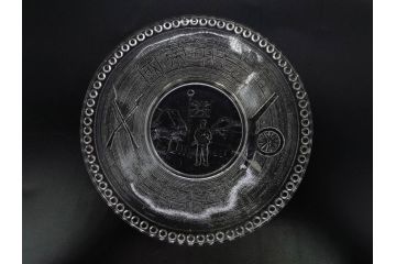 日独伊三国同盟記念　君が代　大日本海軍　万歳　大日本帝国戦捷紀念　ガラス皿3枚&コースターセット(日露戦争、桜文、戦勝記念皿、小皿、和ガラス、硝子)(R-082866)