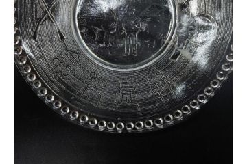 日独伊三国同盟記念　君が代　大日本海軍　万歳　大日本帝国戦捷紀念　ガラス皿3枚&コースターセット(日露戦争、桜文、戦勝記念皿、小皿、和ガラス、硝子)(R-082866)