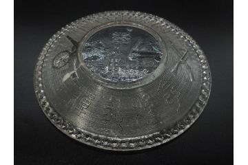 日独伊三国同盟記念　君が代　大日本海軍　万歳　大日本帝国戦捷紀念　ガラス皿3枚&コースターセット(日露戦争、桜文、戦勝記念皿、小皿、和ガラス、硝子)(R-082866)