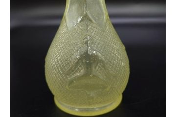 大正〜昭和初期　ウランガラス　バレリーナ　レトロな雰囲気漂うガラス瓶2点セット(一輪挿し、花瓶、花生、花入、花器、硝子、和ガラス)(R-082867)