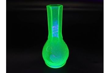 大正〜昭和初期　ウランガラス　バレリーナ　レトロな雰囲気漂うガラス瓶2点セット(一輪挿し、花瓶、花生、花入、花器、硝子、和ガラス)(R-082867)