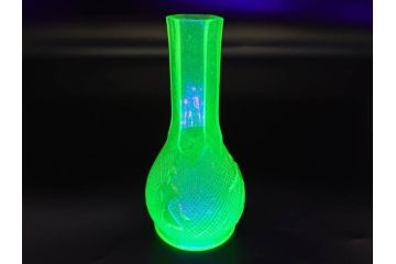 大正〜昭和初期　ウランガラス　バレリーナ　レトロな雰囲気漂うガラス瓶2点セット(一輪挿し、花瓶、花生、花入、花器、硝子、和ガラス)(R-082867)
