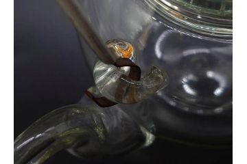戦前　当時物　切子　剣先　ガラス　風情のある急須&グラス2客セット(コップ、色被せ、青、ポット、硝子、和ガラス)(R-082868)