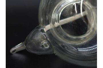 戦前　当時物　切子　剣先　ガラス　風情のある急須&グラス2客セット(コップ、色被せ、青、ポット、硝子、和ガラス)(R-082868)