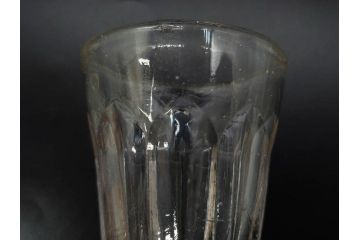 戦前　当時物　切子　剣先　ガラス　風情のある急須&グラス2客セット(コップ、色被せ、青、ポット、硝子、和ガラス)(R-082868)