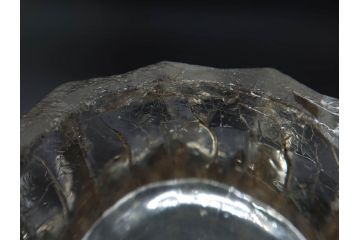 戦前　当時物　切子　剣先　ガラス　風情のある急須&グラス2客セット(コップ、色被せ、青、ポット、硝子、和ガラス)(R-082868)