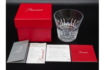 フランス　Baccarat　バカラ　ティアラ　イヤータンブラー2021　グローリア　見事なカットが煌めくグラス3客セット(コップ、シャンパン、ハイボール、フルレッドクリスタルガラス、共箱付)(R-082869)