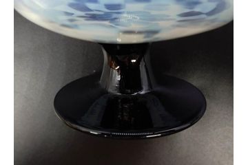 アンティーク　大正期　碗型　乳白市松模様　手作りの温かみを感じる氷コップ(グラス、硝子、和ガラス)(R-082871)