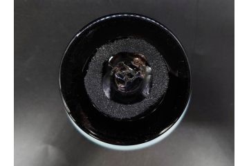 大正期　碗型　乳白　市松模様　エナメル脚　個性的なデザインが魅力の氷コップ(グラス、硝子、和ガラス)(R-082874)