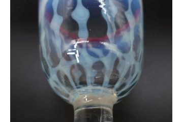 大正期　棗型(なつめ型)　赤縁　玉垂れ文　乳白　上品な佇まいの氷コップ(グラス、硝子、和ガラス)(R-082881)