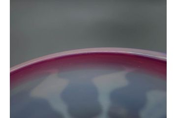 大正期　棗型(なつめ型)　赤縁　玉垂れ文　乳白　上品な佇まいの氷コップ(グラス、硝子、和ガラス)(R-082881)