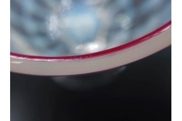 大正期　棗型(なつめ型)　赤縁　玉垂れ文　乳白　上品な佇まいの氷コップ(グラス、硝子、和ガラス)(R-082881)