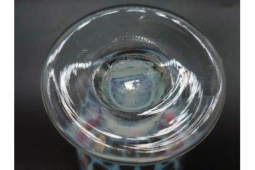 大正期　棗型(なつめ型)　赤縁　玉垂れ文　乳白　上品な佇まいの氷コップ(グラス、硝子、和ガラス)(R-082881)