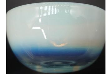 大正期　碗型　乳白ぼかし　赤縁　輪花　エナメル脚　柔らかい色合いに惹かれる氷コップ2客セット(グラス、硝子、和ガラス)(R-082882)