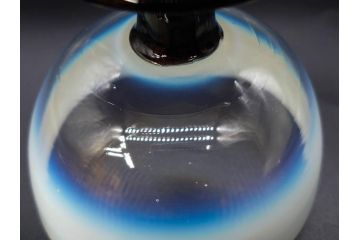 大正期　碗型　乳白ぼかし　赤縁　輪花　エナメル脚　柔らかい色合いに惹かれる氷コップ2客セット(グラス、硝子、和ガラス)(R-082882)