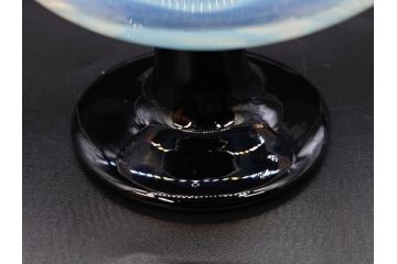 大正期　碗型　乳白ぼかし　赤縁　輪花　エナメル脚　柔らかい色合いに惹かれる氷コップ2客セット(グラス、硝子、和ガラス)(R-082882)