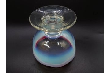 大正期　碗型　乳白ぼかし　輪花　赤縁　青縁　お部屋をノスタルジックに演出する氷コップ3点セット(碗形、グラス、硝子、和ガラス)(R-082883)