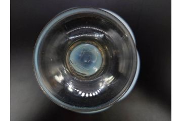 大正期　碗型　乳白ぼかし　輪花　赤縁　青縁　お部屋をノスタルジックに演出する氷コップ3点セット(碗形、グラス、硝子、和ガラス)(R-082883)