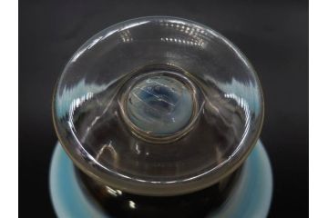 大正期　碗型　乳白ぼかし　輪花　赤縁　青縁　お部屋をノスタルジックに演出する氷コップ3点セット(碗形、グラス、硝子、和ガラス)(R-082883)
