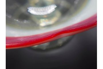 大正期　碗型　乳白ぼかし　輪花　赤縁　青縁　お部屋をノスタルジックに演出する氷コップ3点セット(碗形、グラス、硝子、和ガラス)(R-082883)