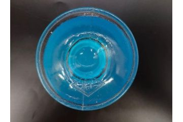 大正〜昭和初期　碗型　プレスガラス　輪花　優美なデザインが目を引く氷コップ3客セット(K.Y刻印、アイスクリームコップ、デザートカップ、グラス、硝子、和ガラス)(R-082884)