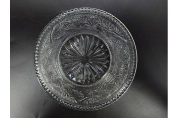 ウランガラス　プレスガラス　レース　食卓を爽やかに彩るガラス皿8枚セット(松葉、松の実、野球、硝子、中皿、小皿)(R-082887)
