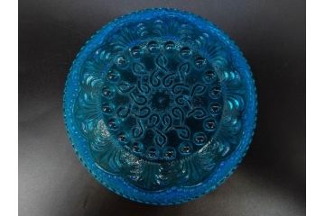 ウランガラス　プレスガラス　レース　食卓を爽やかに彩るガラス皿8枚セット(松葉、松の実、野球、硝子、中皿、小皿)(R-082887)