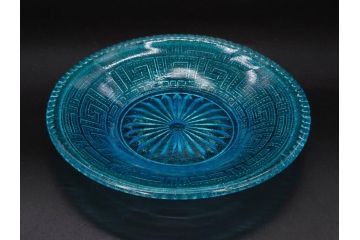 ウランガラス　プレスガラス　レース　食卓を爽やかに彩るガラス皿8枚セット(松葉、松の実、野球、硝子、中皿、小皿)(R-082887)