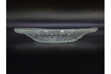 ウランガラス　プレスガラス　レース　食卓を爽やかに彩るガラス皿8枚セット(松葉、松の実、野球、硝子、中皿、小皿)(R-082887)