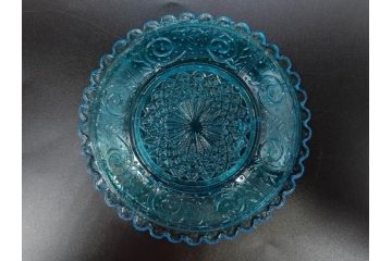 ウランガラス　プレスガラス　レース　食卓を爽やかに彩るガラス皿8枚セット(松葉、松の実、野球、硝子、中皿、小皿)(R-082887)