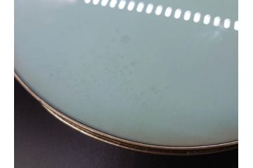 昭和初期　風景　ガラスボタン　どこか懐かしさを感じるガラストレー2点・コースター3点・ボタンセット(白鳥、花、山、硝子、ガラス盆、トレイ、コップ敷き)(R-082888)