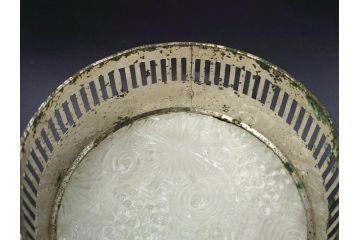昭和初期　風景　ガラスボタン　どこか懐かしさを感じるガラストレー2点・コースター3点・ボタンセット(白鳥、花、山、硝子、ガラス盆、トレイ、コップ敷き)(R-082888)