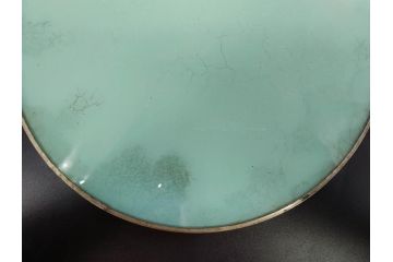 昭和初期　竹　風景　ヨット　レトロな温かみを感じるデザインが素敵なガラストレー2点&コースター12点セット(船、舟、海、ヤシの木、硝子、ガラス盆、トレイ、コップ敷き)(R-082889)