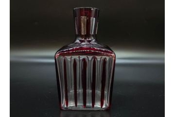 昭和初期　切子　色被せガラス　赤　空間に品格をもたらす水差し&グラスセット(コップ、冠水瓶、ピッチャー、硝子、和ガラス)(R-082891)