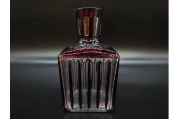 昭和初期　切子　色被せガラス　赤　空間に品格をもたらす水差し&グラスセット(コップ、冠水瓶、ピッチャー、硝子、和ガラス)(R-082891)