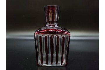昭和初期　切子　色被せガラス　赤　空間に品格をもたらす水差し&グラスセット(コップ、冠水瓶、ピッチャー、硝子、和ガラス)(R-082891)