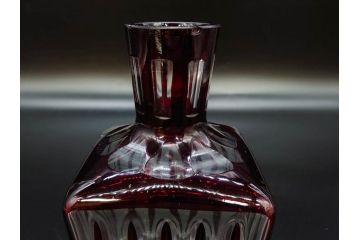昭和初期　切子　色被せガラス　赤　空間に品格をもたらす水差し&グラスセット(コップ、冠水瓶、ピッチャー、硝子、和ガラス)(R-082891)