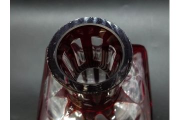 昭和初期　切子　色被せガラス　赤　空間に品格をもたらす水差し&グラスセット(コップ、冠水瓶、ピッチャー、硝子、和ガラス)(R-082891)