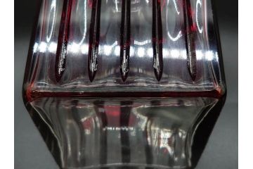 昭和初期　切子　色被せガラス　赤　空間に品格をもたらす水差し&グラスセット(コップ、冠水瓶、ピッチャー、硝子、和ガラス)(R-082891)