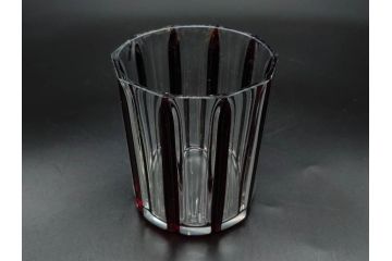 昭和初期　切子　色被せガラス　赤　空間に品格をもたらす水差し&グラスセット(コップ、冠水瓶、ピッチャー、硝子、和ガラス)(R-082891)