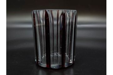 昭和初期　切子　色被せガラス　赤　空間に品格をもたらす水差し&グラスセット(コップ、冠水瓶、ピッチャー、硝子、和ガラス)(R-082891)