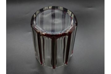 昭和初期　切子　色被せガラス　赤　空間に品格をもたらす水差し&グラスセット(コップ、冠水瓶、ピッチャー、硝子、和ガラス)(R-082891)