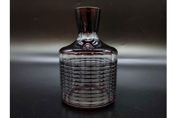 昭和初期　切子　色被せガラス　赤　空間に品格をもたらす水差し&グラスセット(コップ、冠水瓶、ピッチャー、硝子、和ガラス)(R-082892)